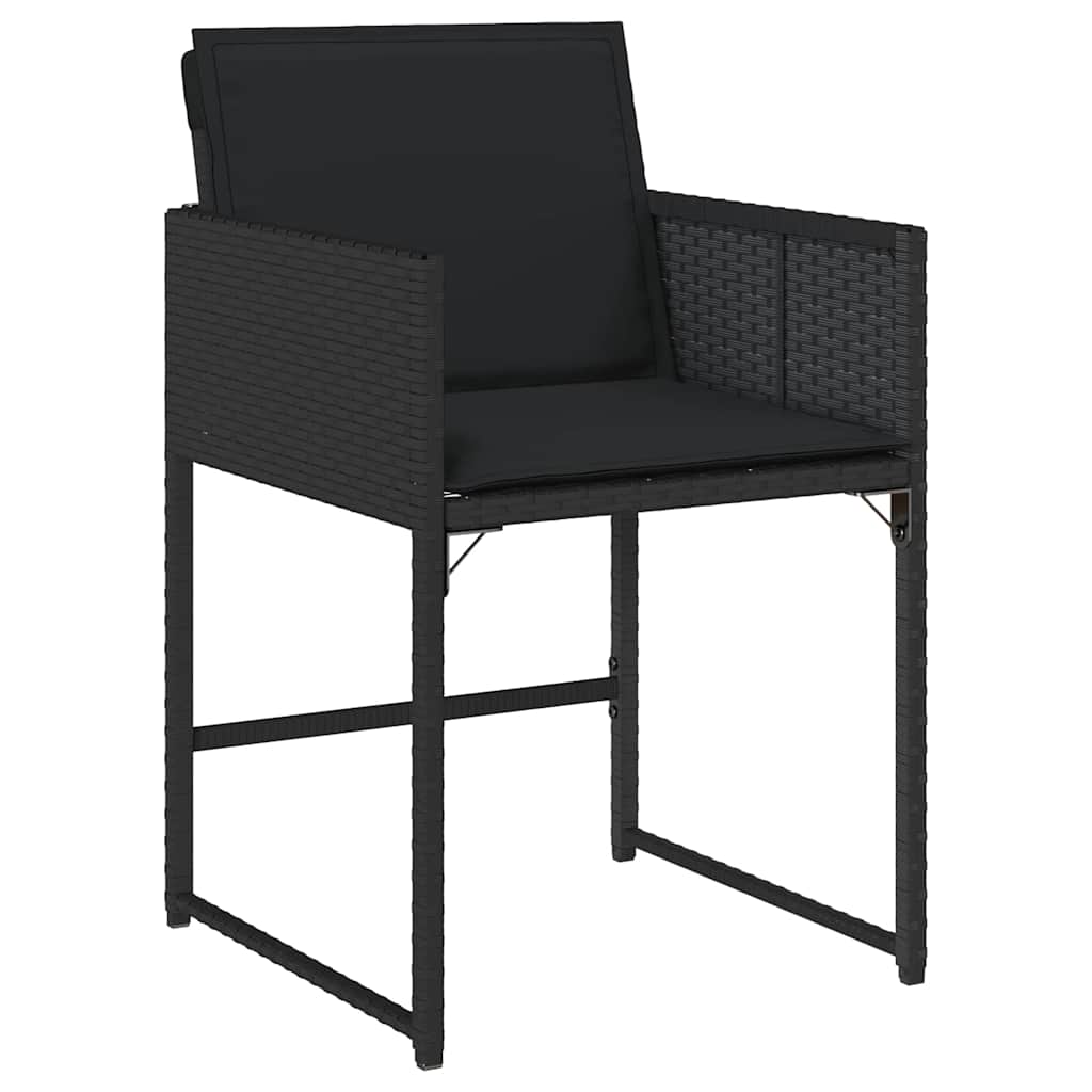 Garden Dining Set with Cushion Folding 5 pcs Black Poly rattan