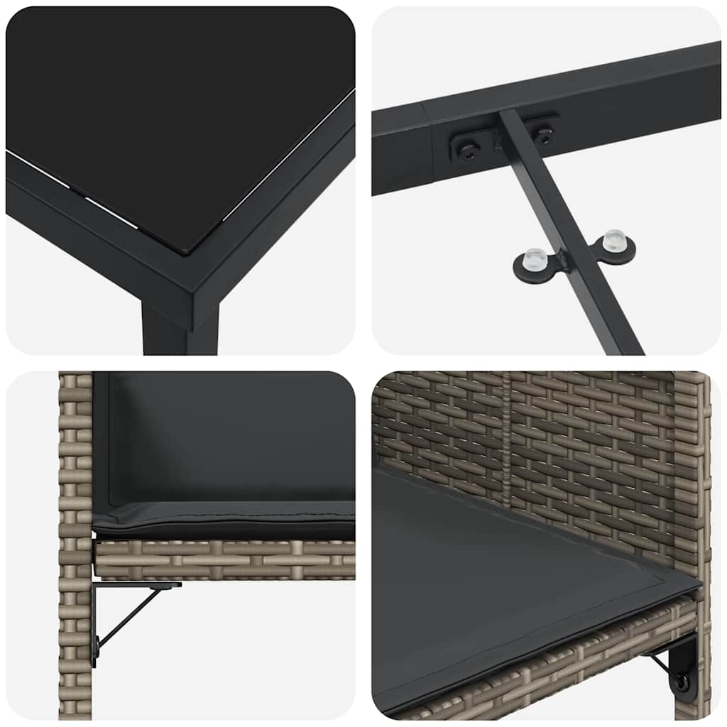 Garden Dining Set with Cushion Folding 5 pcs Grey Poly rattan