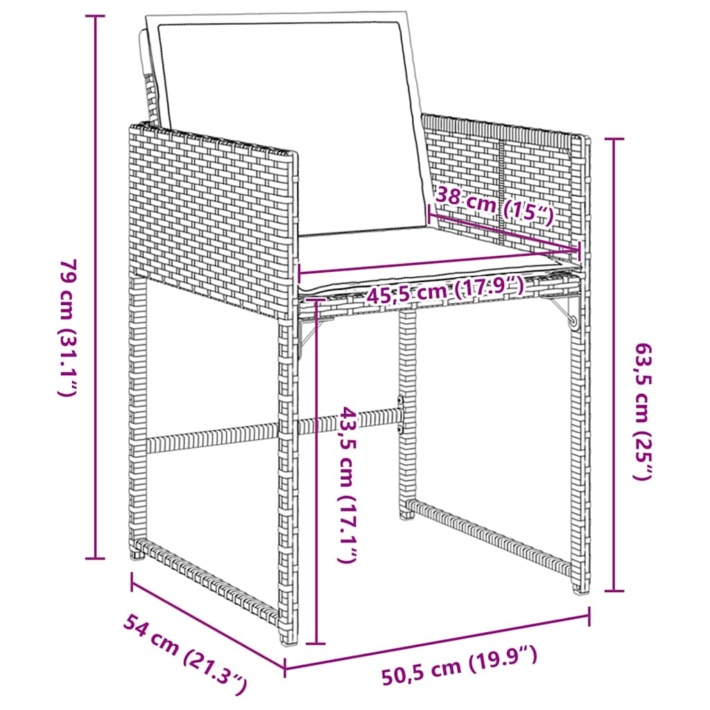 Garden Dining Set with Cushion Folding 5 pcs Grey Poly rattan