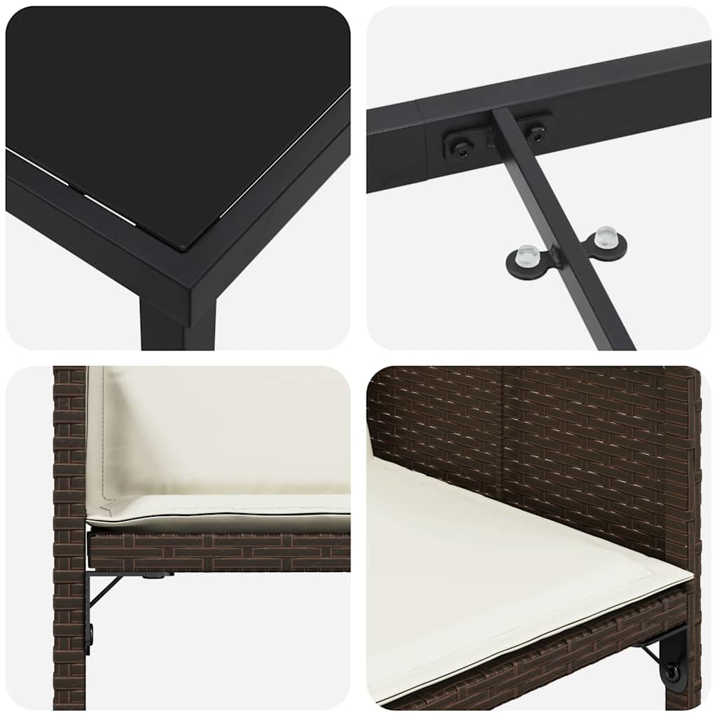 Garden Dining Set with Cushion Folding 5 pcs Brown Poly rattan