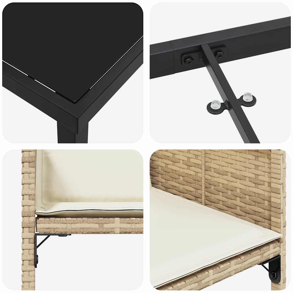 Garden Dining Set with Cushion Folding 5 pcs Beige Poly rattan