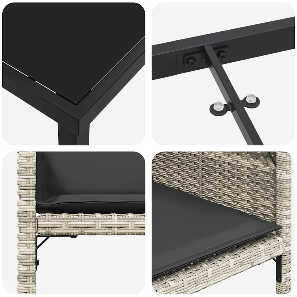 Garden Dining Set with Cushion 5 pcs Light grey Poly rattan