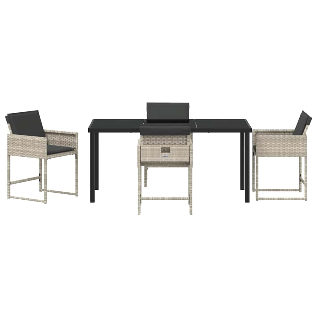 Garden Dining Set with Cushion 5 pcs Light grey Poly rattan