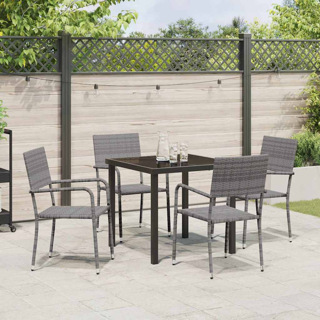 Garden Dining Set 5 pcs Grey Poly rattan