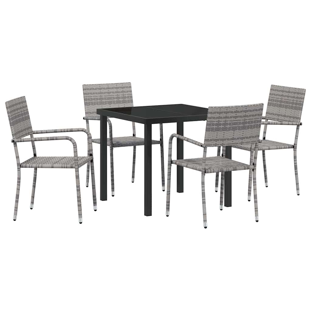 Garden Dining Set 5 pcs Grey Poly rattan
