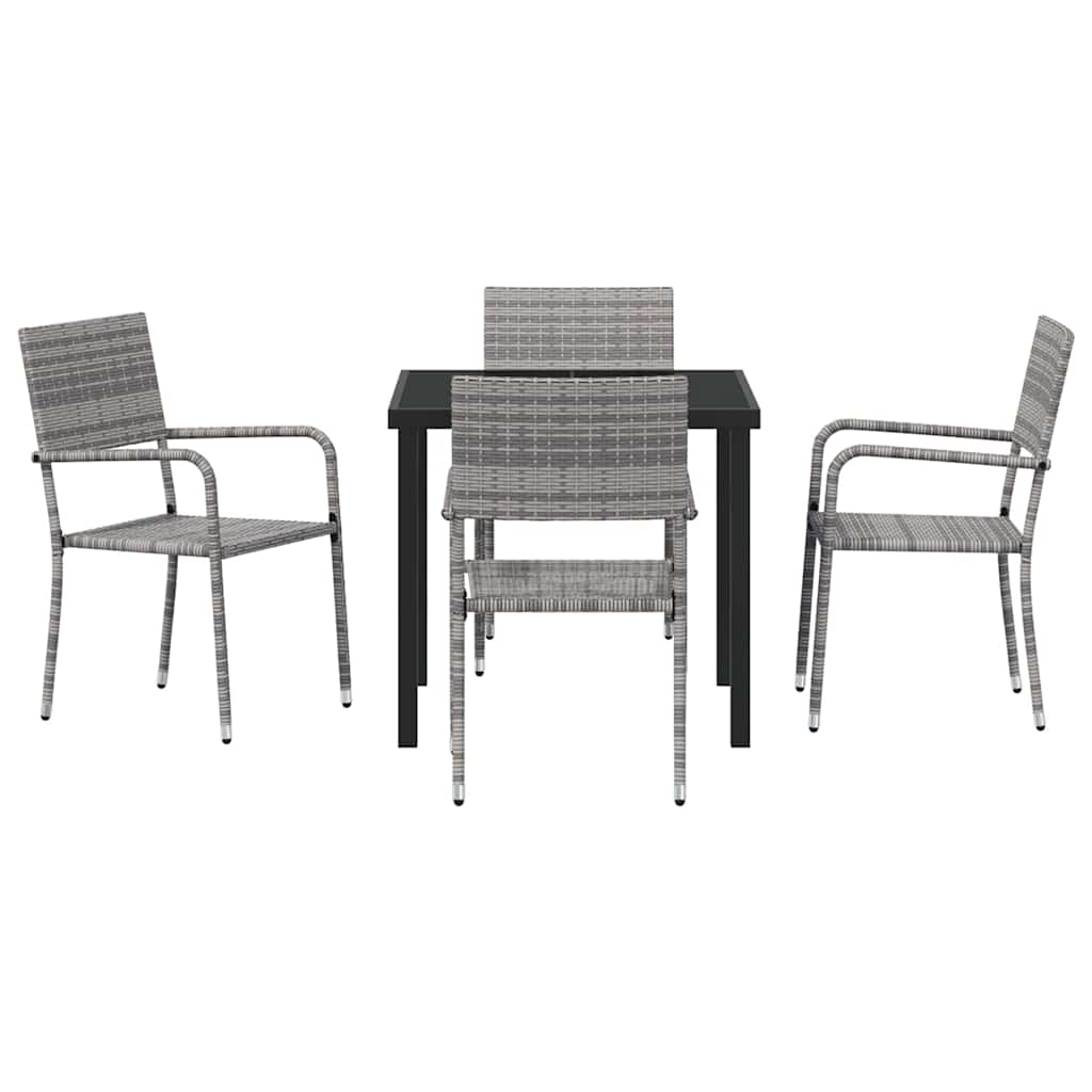 Garden Dining Set 5 pcs Grey Poly rattan