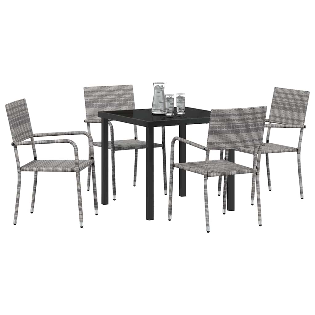 Garden Dining Set 5 pcs Grey Poly rattan