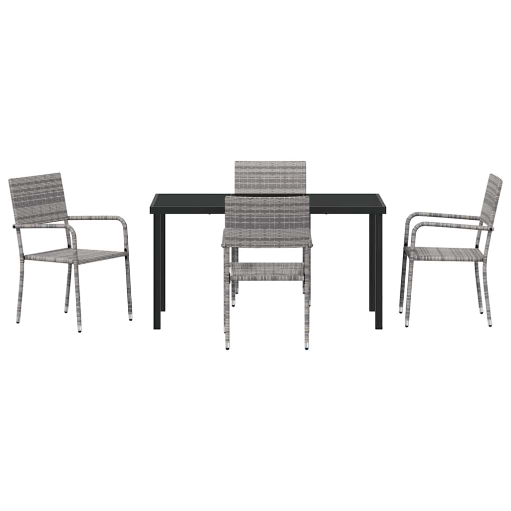 Garden Dining Set 5 pcs Grey Poly rattan