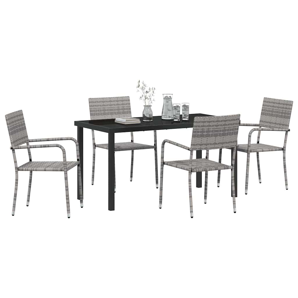 Garden Dining Set 5 pcs Grey Poly rattan