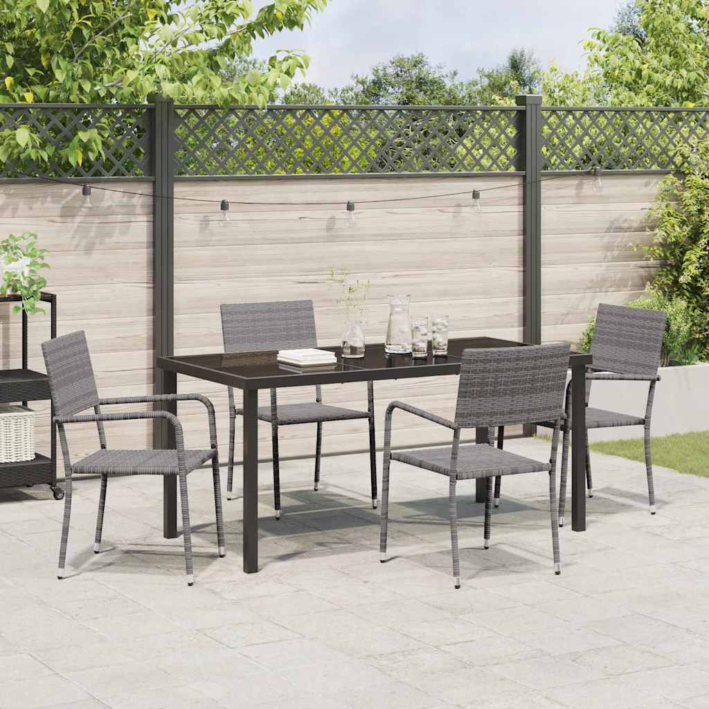 Garden Dining Set 5 pcs Grey Poly rattan