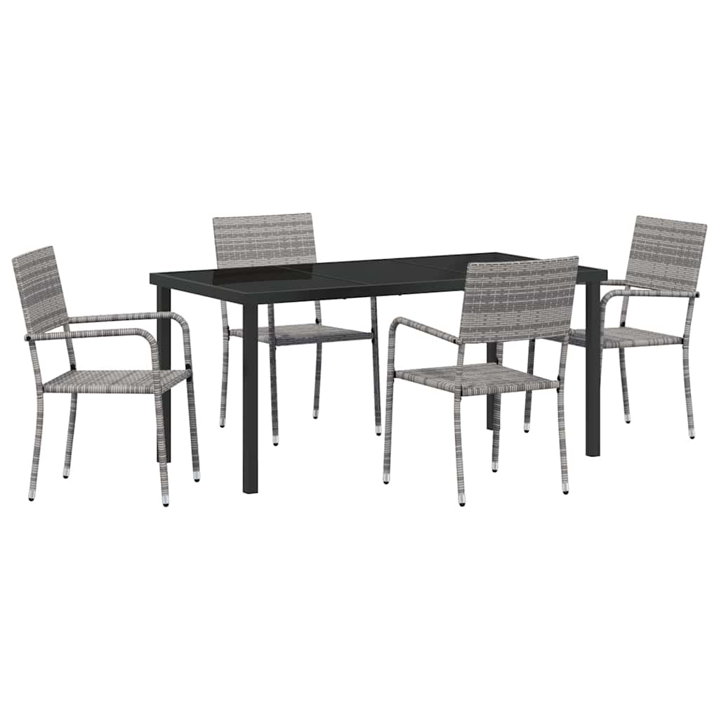 Garden Dining Set 5 pcs Grey Poly rattan