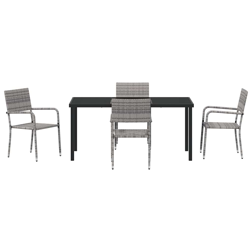 Garden Dining Set 5 pcs Grey Poly rattan