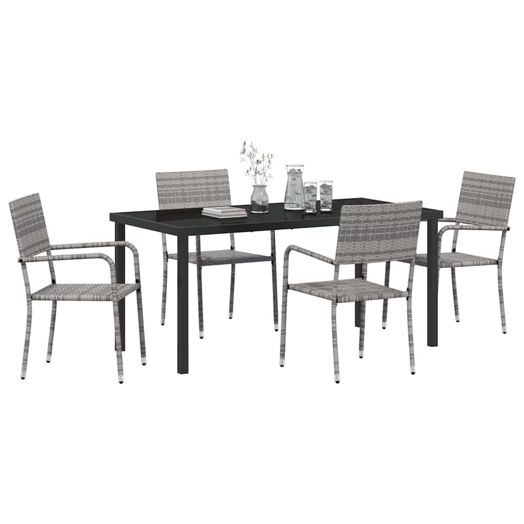 Garden Dining Set 5 pcs Grey Poly rattan