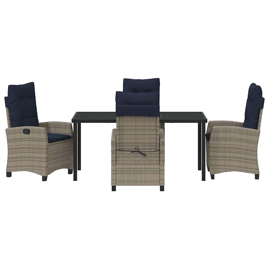 Garden Dining Set with Cushion 5 pcs Grey Poly Rattan