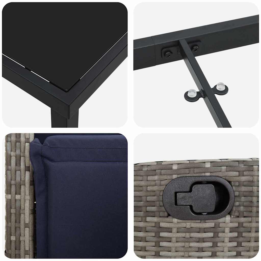 Garden Dining Set with Cushion 7 pcs Grey Poly Rattan