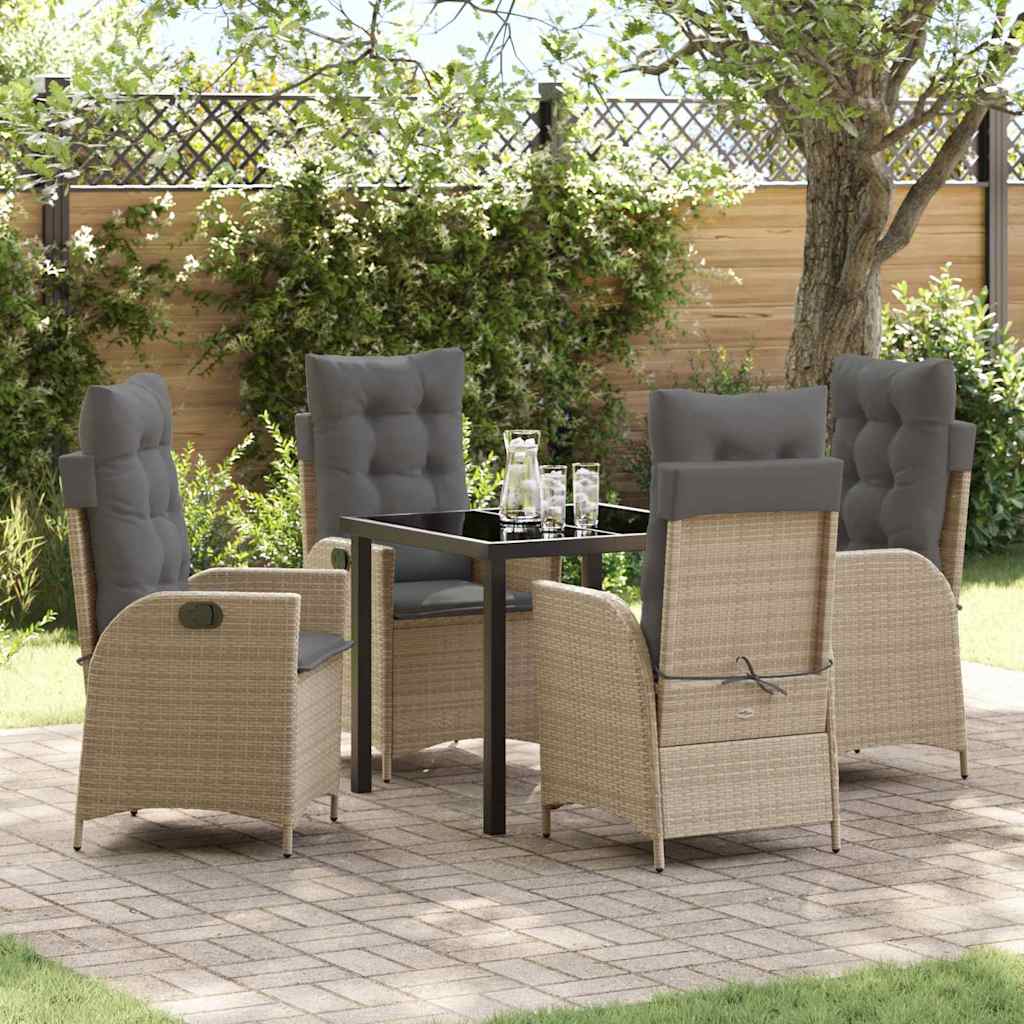 Garden Dining Set 5 pcs Beige Poly Rattan