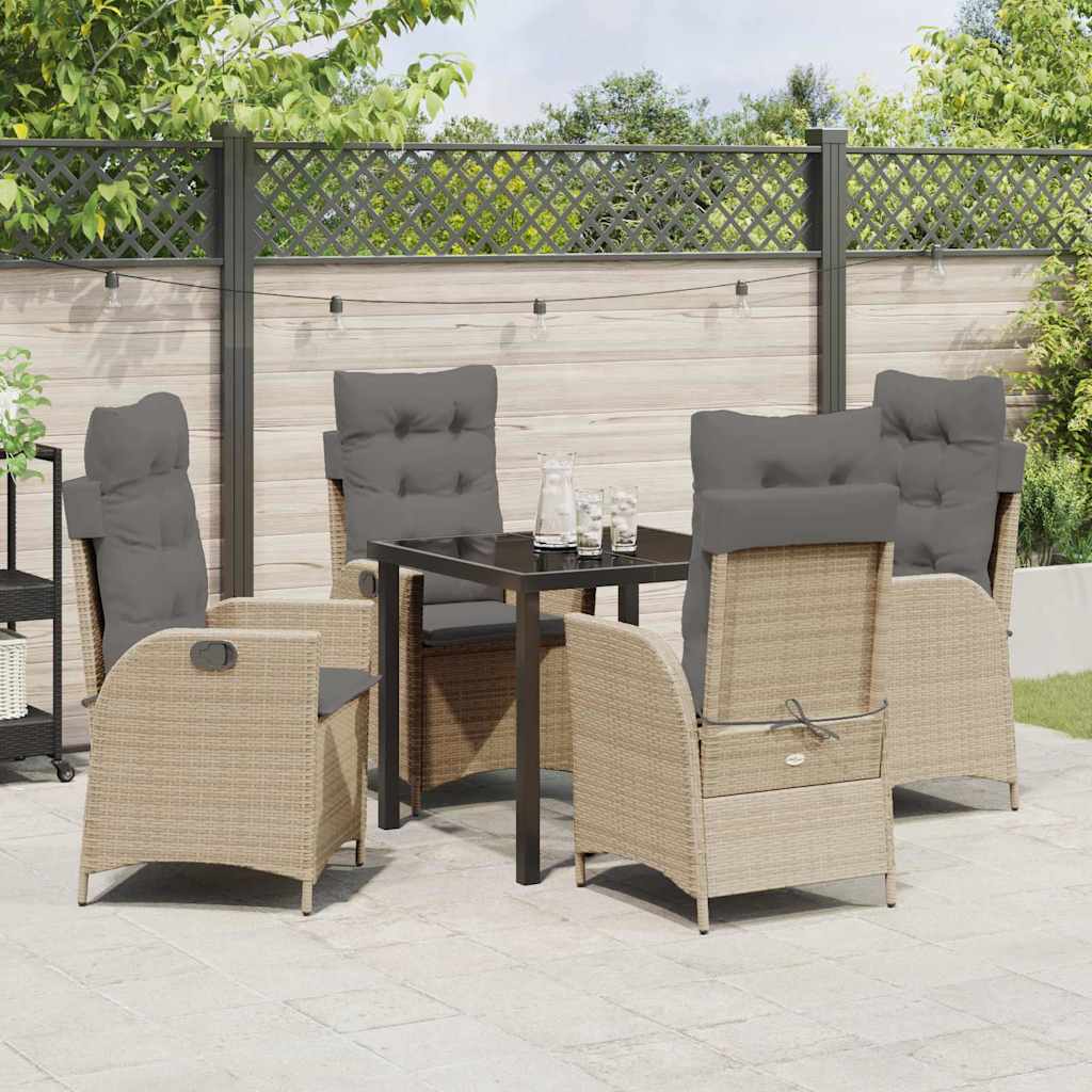 Garden Dining Set 5 pcs Beige Poly Rattan