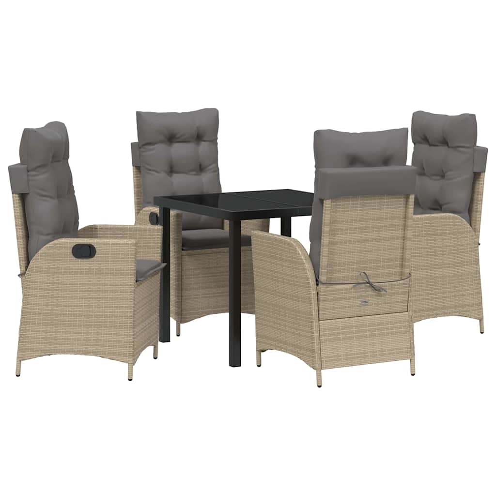 Garden Dining Set 5 pcs Beige Poly Rattan