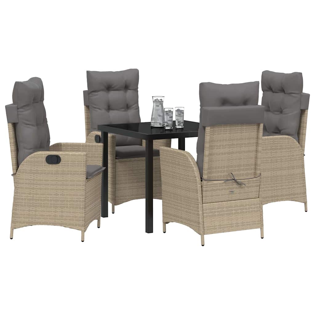 Garden Dining Set 5 pcs Beige Poly Rattan