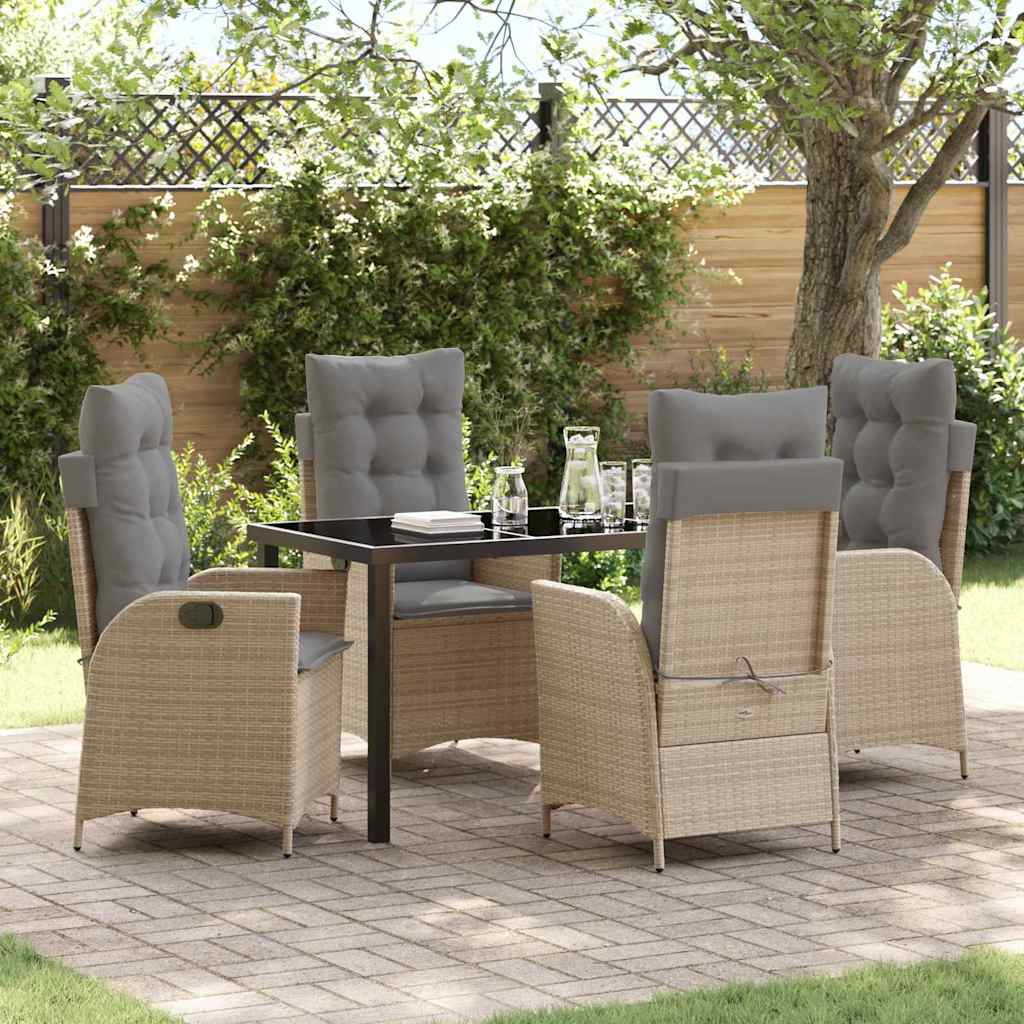 Garden Dining Set 5 pcs Beige Poly Rattan