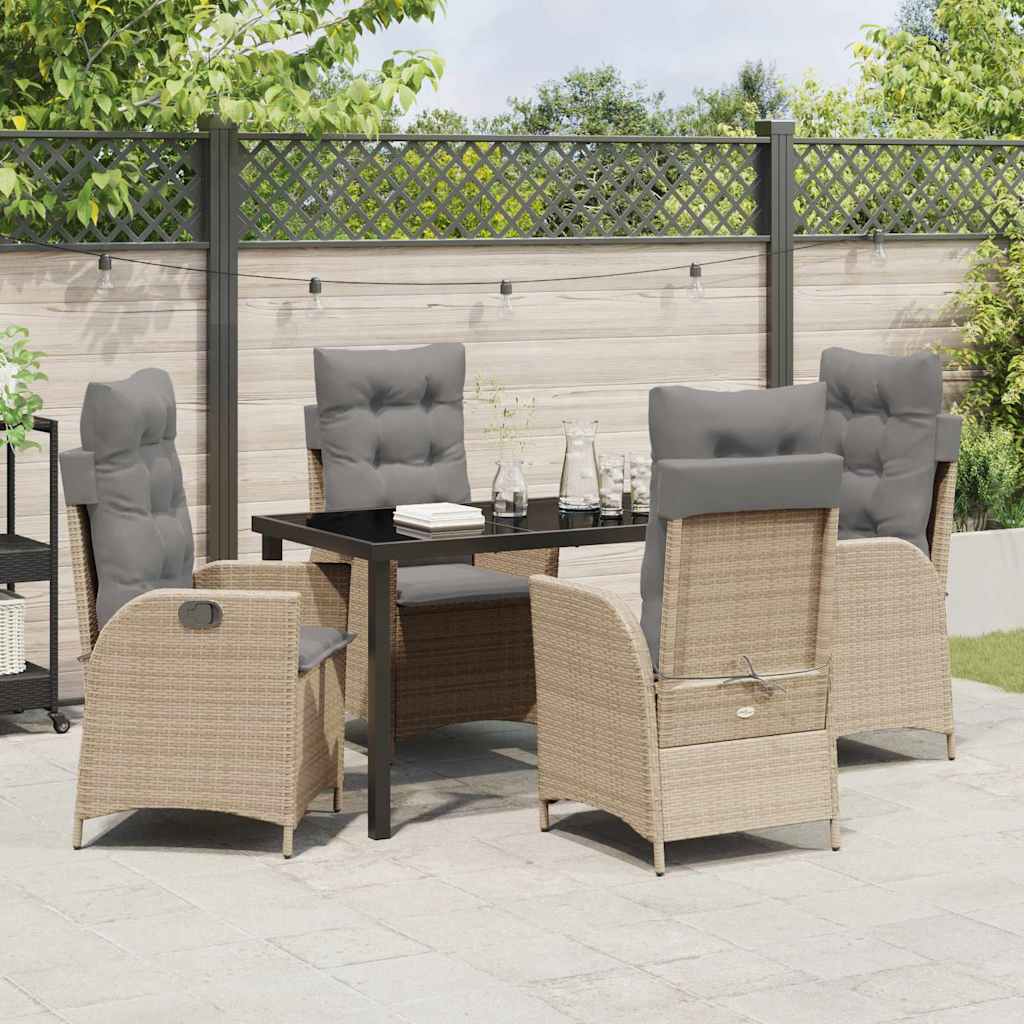 Garden Dining Set 5 pcs Beige Poly Rattan