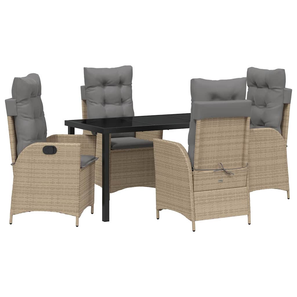 Garden Dining Set 5 pcs Beige Poly Rattan