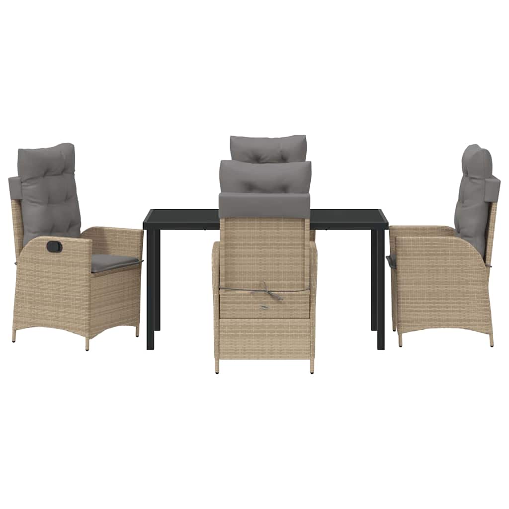 Garden Dining Set 5 pcs Beige Poly Rattan