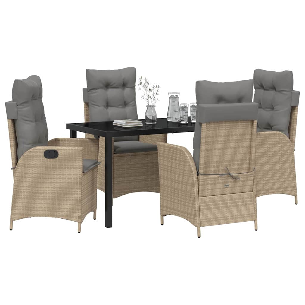 Garden Dining Set 5 pcs Beige Poly Rattan