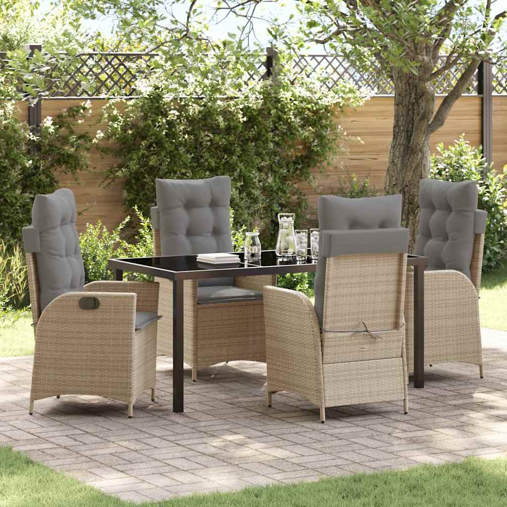 Garden Dining Set 5 pcs Beige Poly Rattan