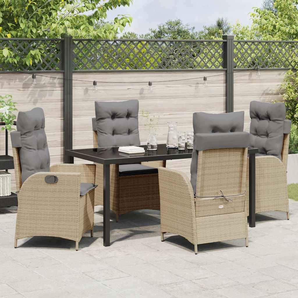 Garden Dining Set 5 pcs Beige Poly Rattan