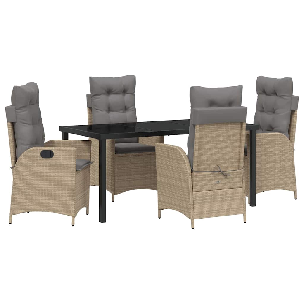 Garden Dining Set 5 pcs Beige Poly Rattan
