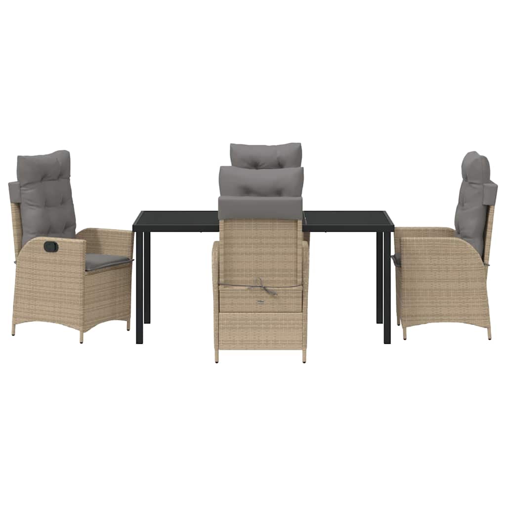 Garden Dining Set 5 pcs Beige Poly Rattan