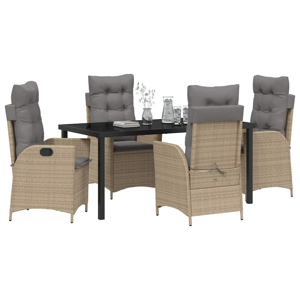 Garden Dining Set 5 pcs Beige Poly Rattan