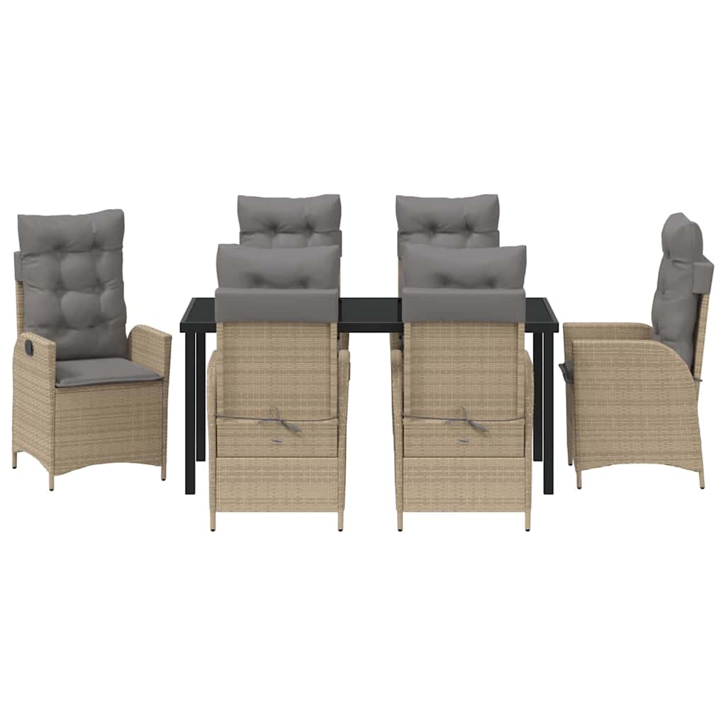 Garden Dining Set 7 pcs Beige Poly Rattan