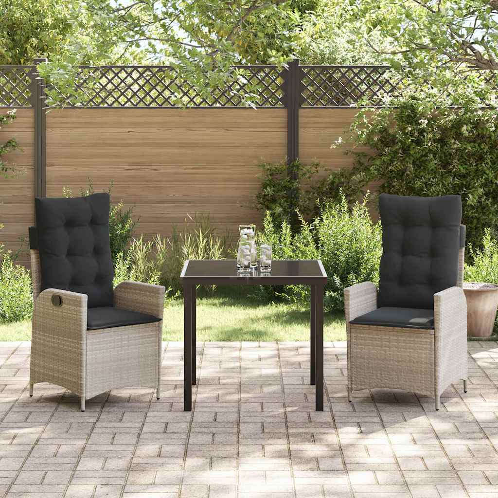 Garden Dining Set 3 pcs Light Grey Poly Rattan