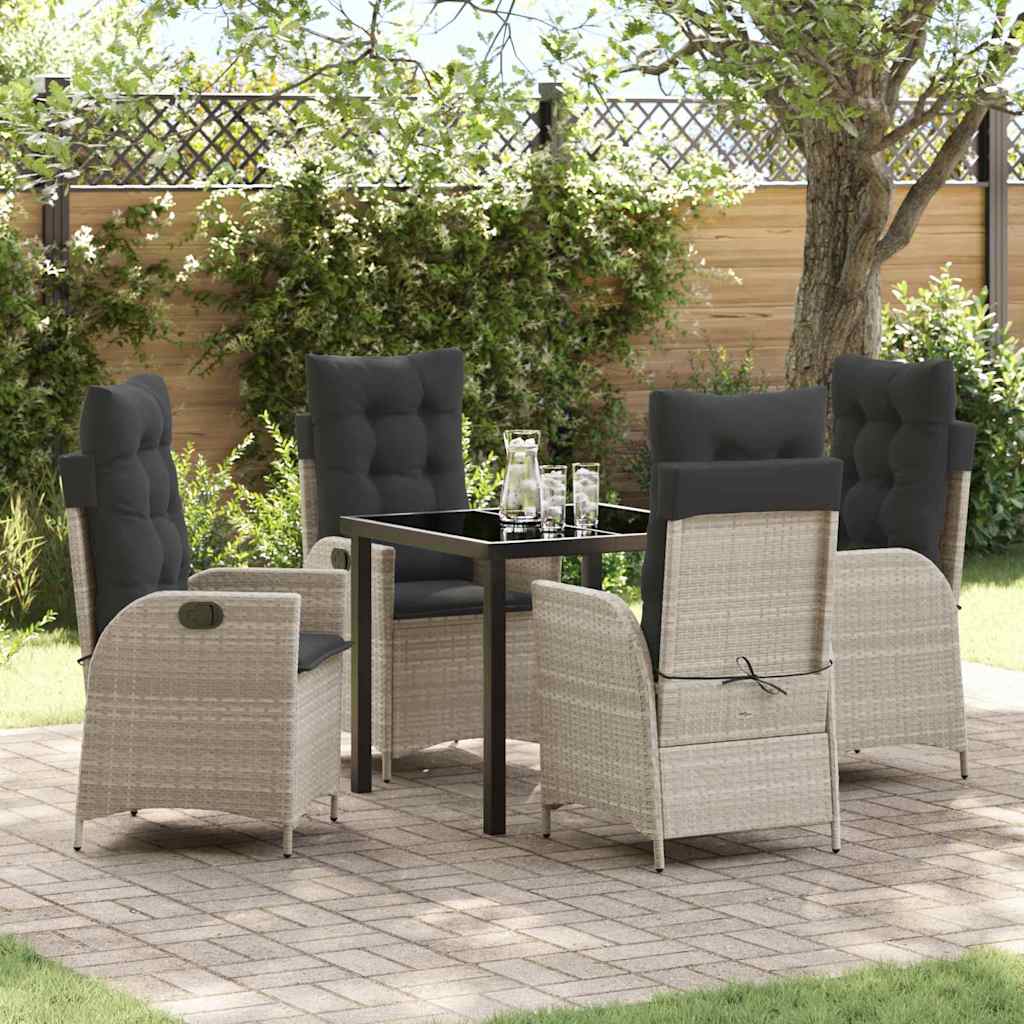 Garden Dining Set 5 pcs Light Grey Poly Rattan