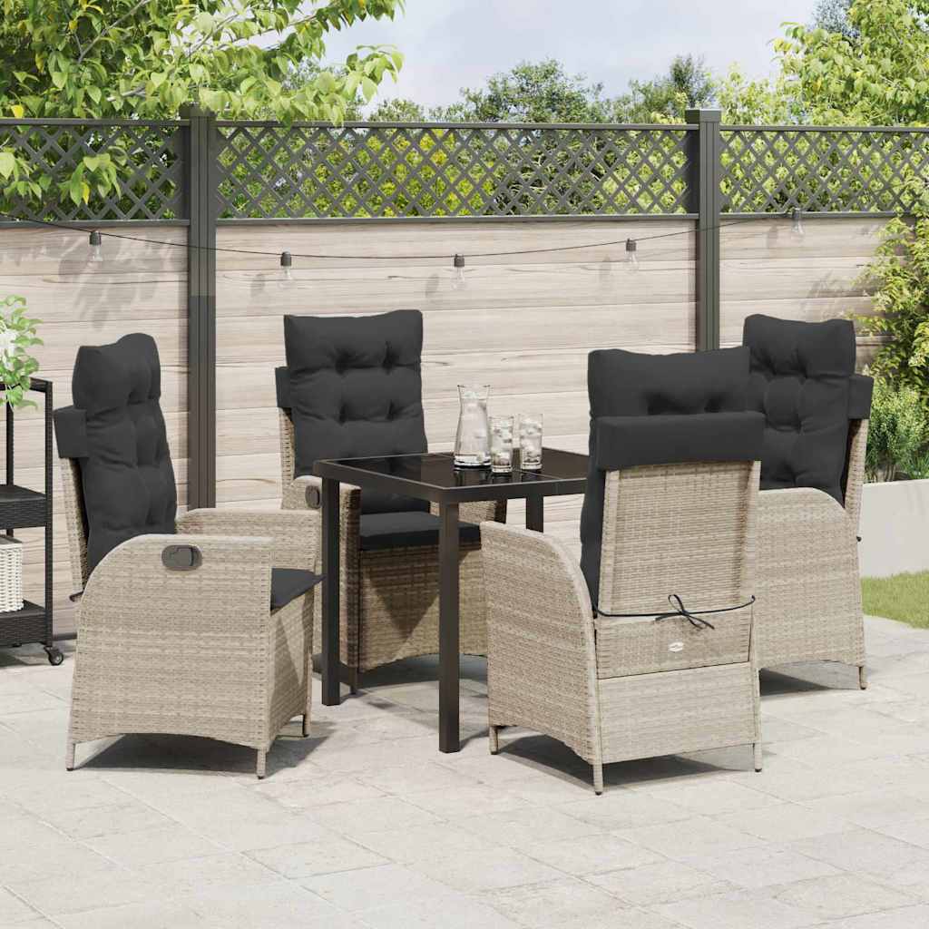 Garden Dining Set 5 pcs Light Grey Poly Rattan