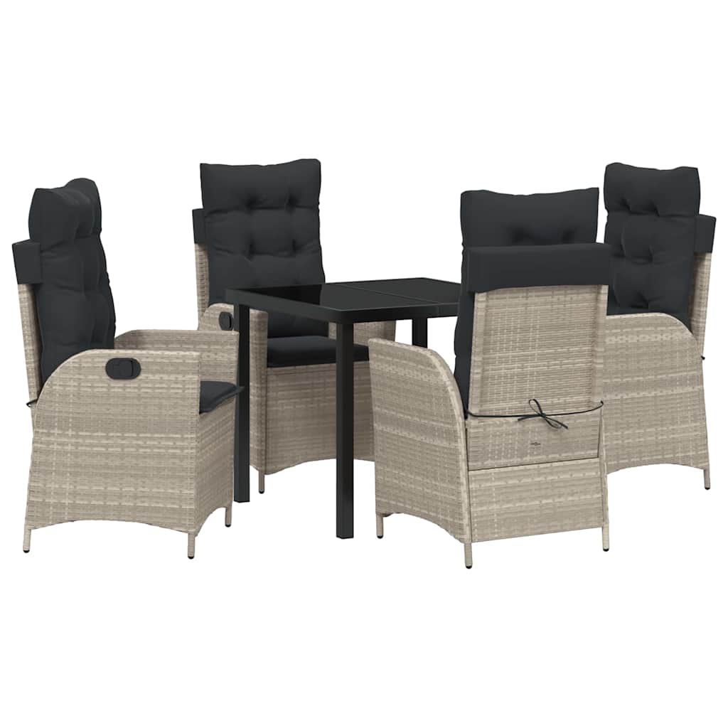 Garden Dining Set 5 pcs Light Grey Poly Rattan