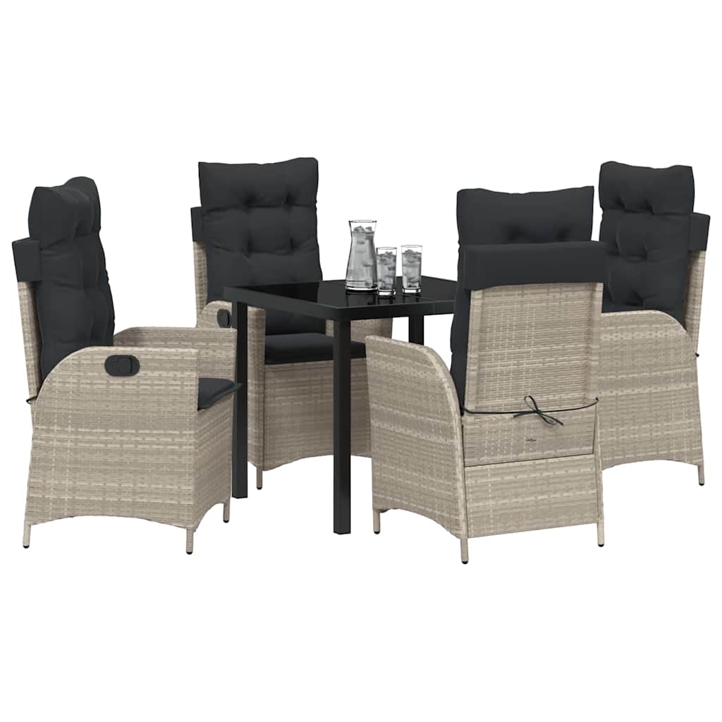 Garden Dining Set 5 pcs Light Grey Poly Rattan