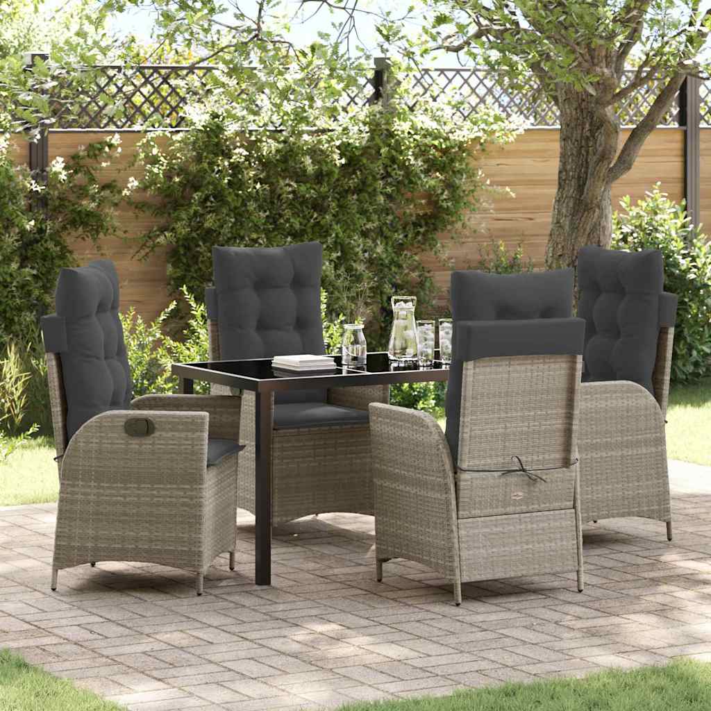 Garden Dining Set 5 pcs Light Grey Poly Rattan