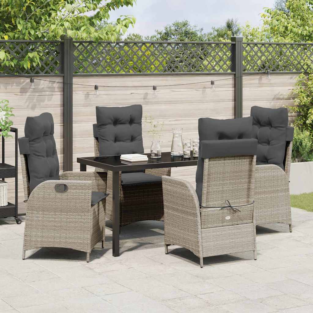 Garden Dining Set 5 pcs Light Grey Poly Rattan