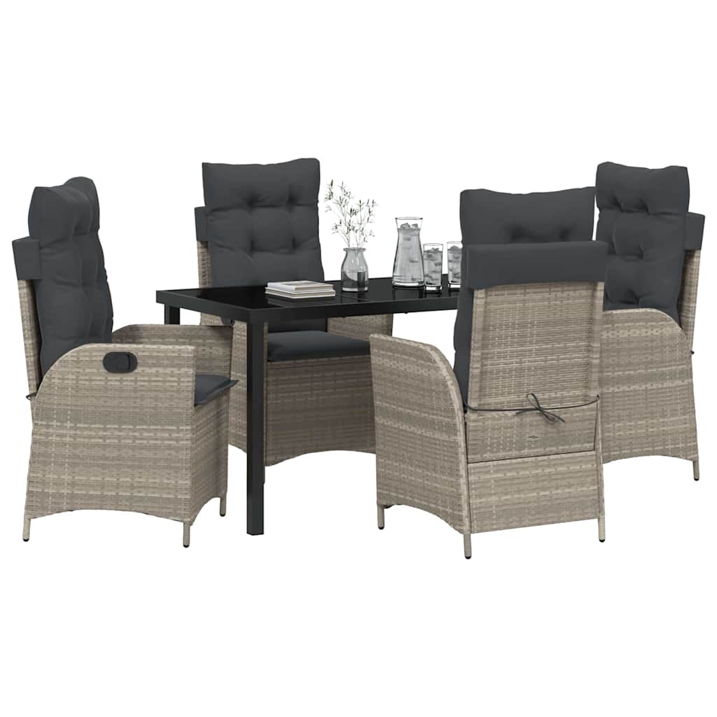 Garden Dining Set 5 pcs Light Grey Poly Rattan