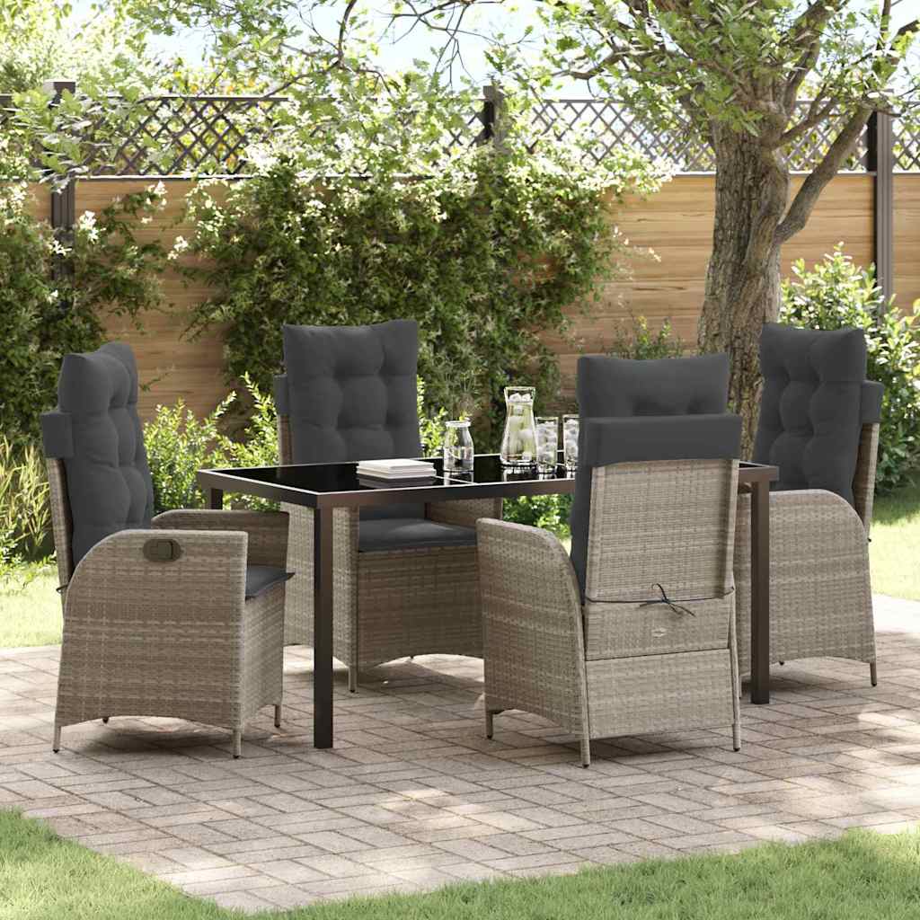 Garden Dining Set 5 pcs Light Grey Poly Rattan