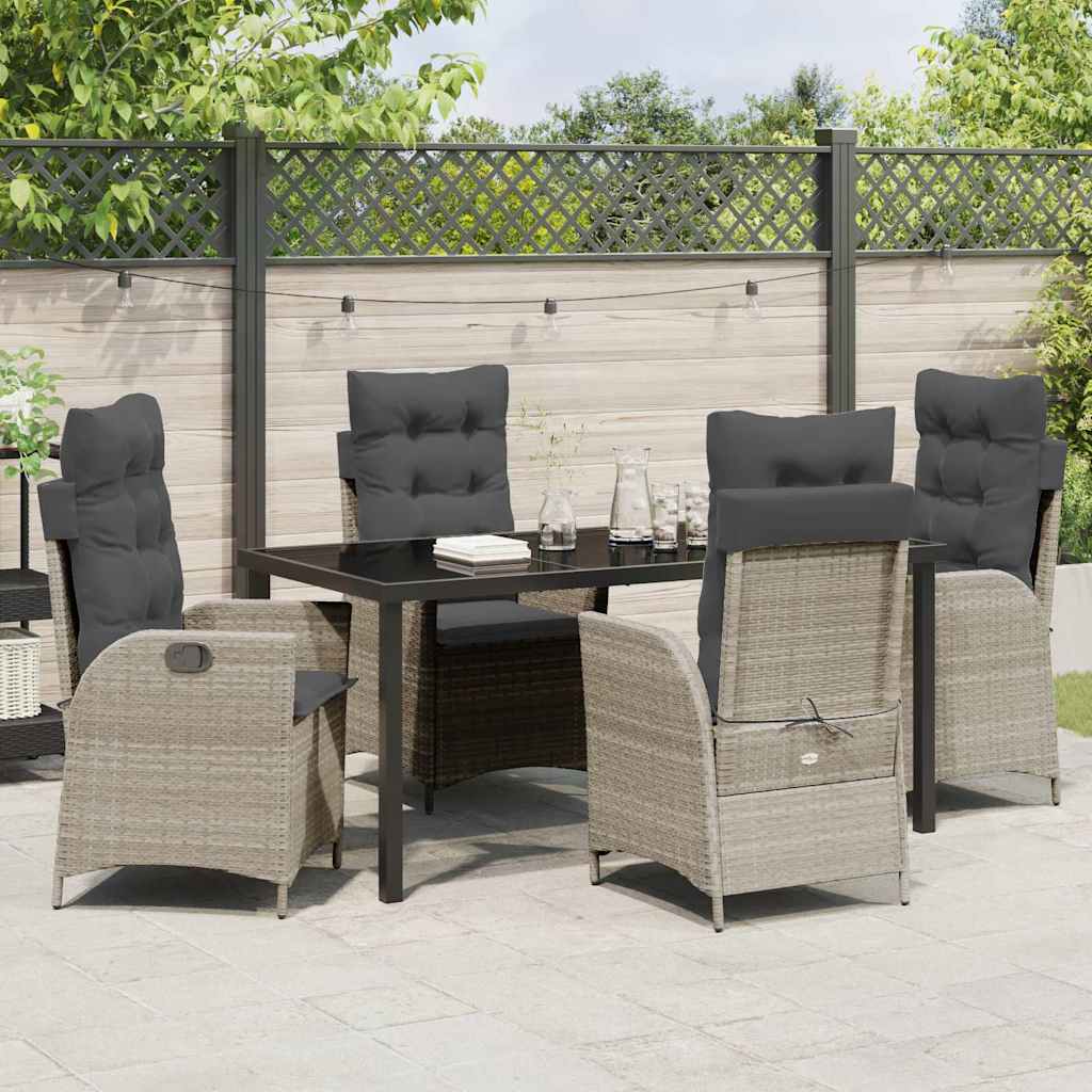 Garden Dining Set 5 pcs Light Grey Poly Rattan