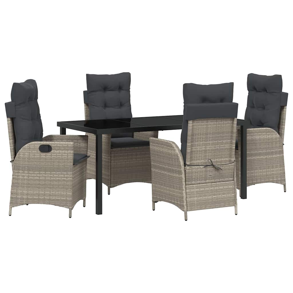 Garden Dining Set 5 pcs Light Grey Poly Rattan