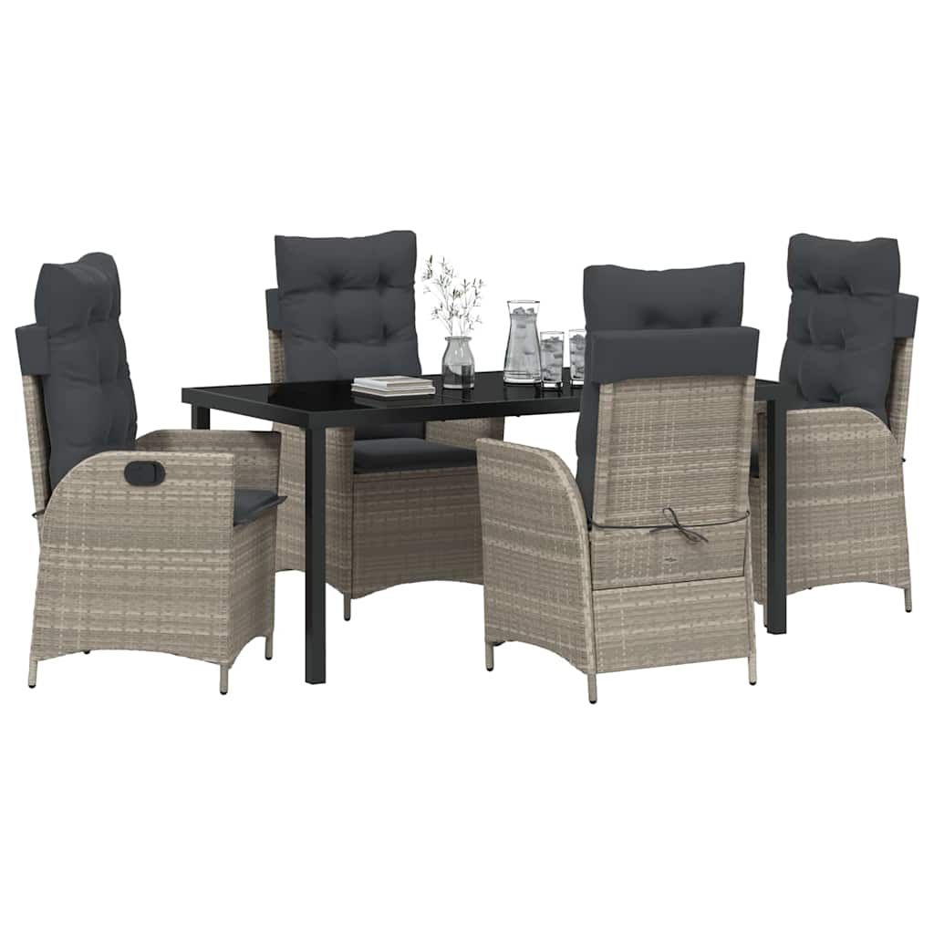 Garden Dining Set 5 pcs Light Grey Poly Rattan