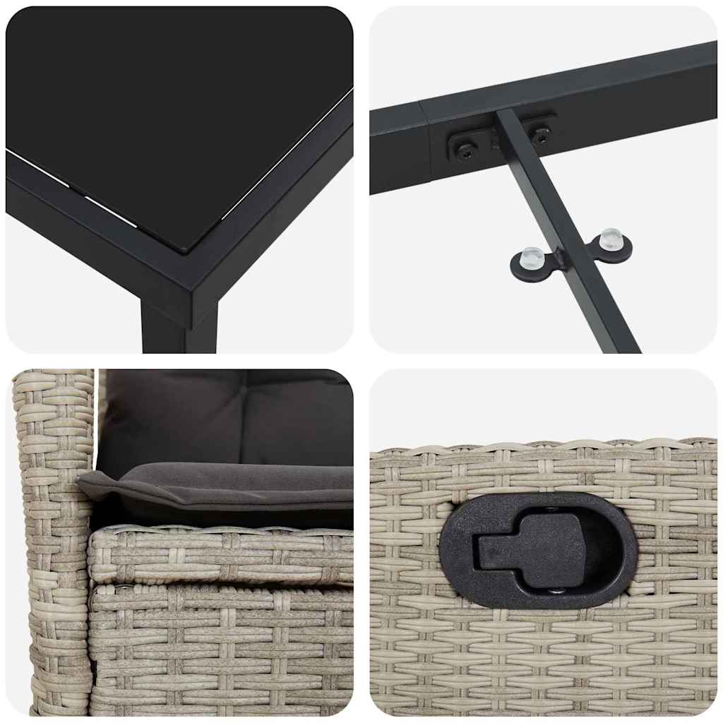 Garden Dining Set 7 pcs Light Grey Poly Rattan