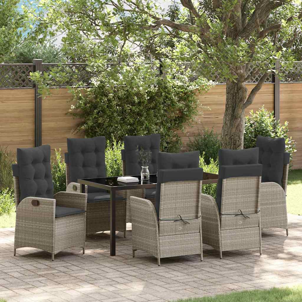 Garden Dining Set 7 pcs Light Grey Poly Rattan