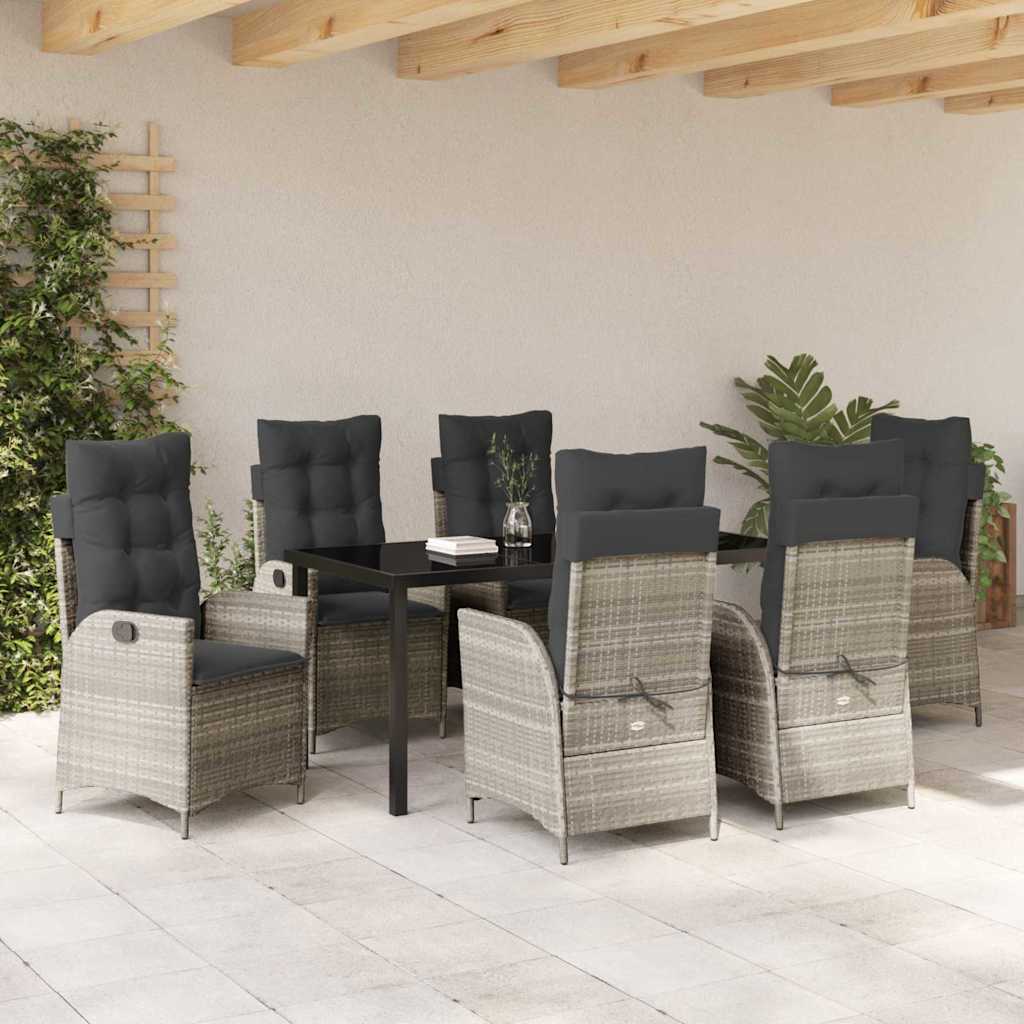Garden Dining Set 7 pcs Light Grey Poly Rattan