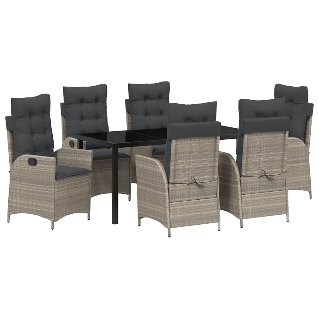 Garden Dining Set 7 pcs Light Grey Poly Rattan